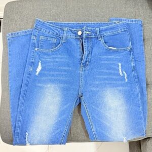Classic Blue Distressed Women Jeans